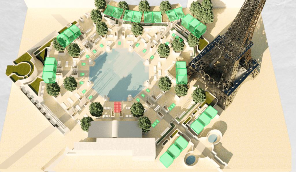 Aerial Map of Paris Pool and Pool deck.