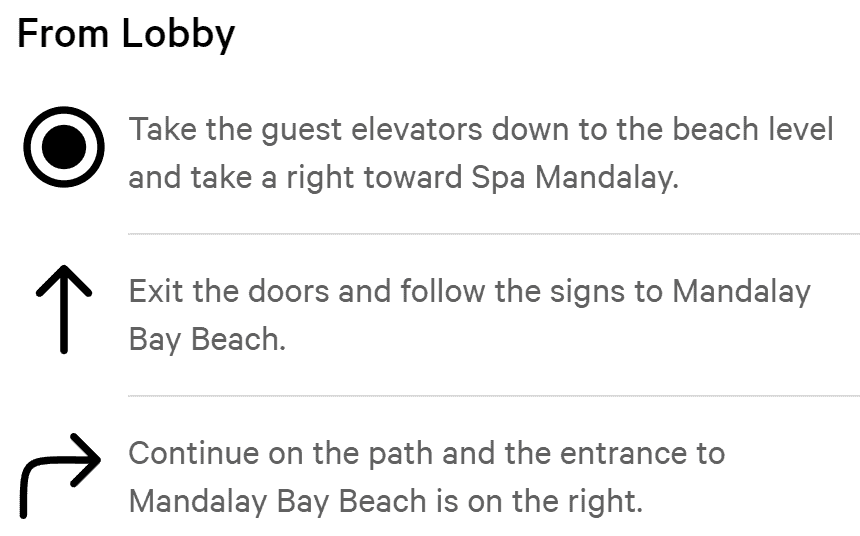 Directions to Mandalay Bay Beach.from the lobby