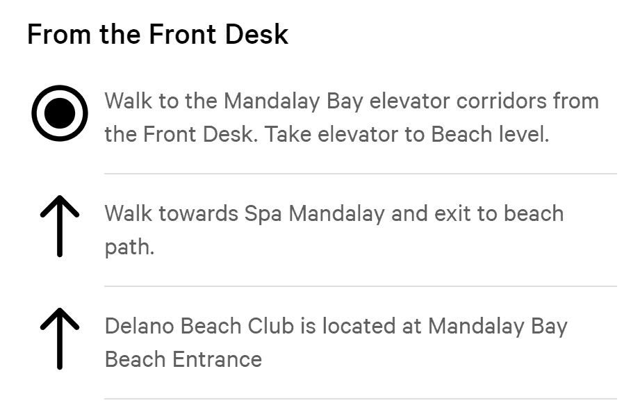 Directions to the pool from the Front Desk