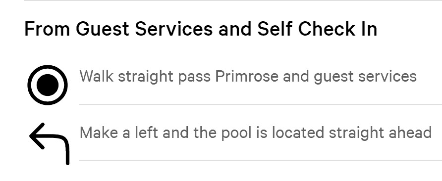 Directions to Park MGM Pool from self check-in.